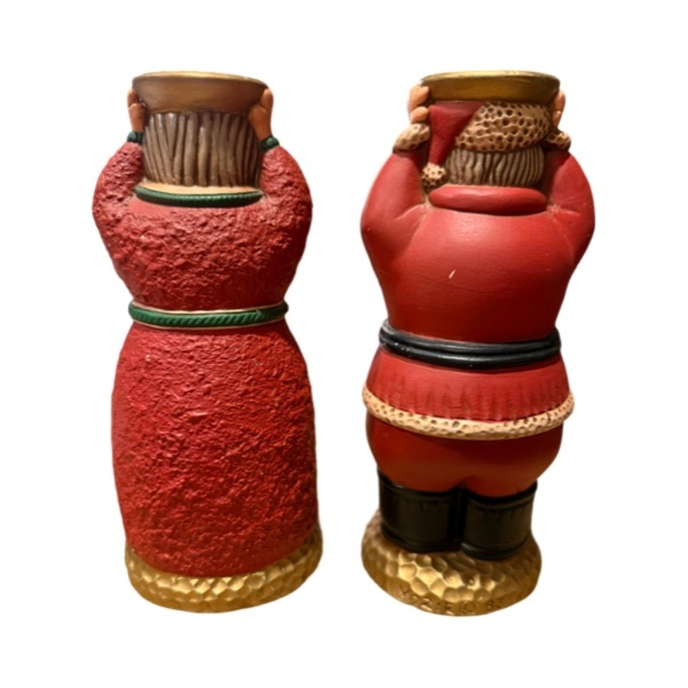 Vintage Santa and Mrs. Claus Holiday Ceramic Taper Holders - Picture 5 of 9